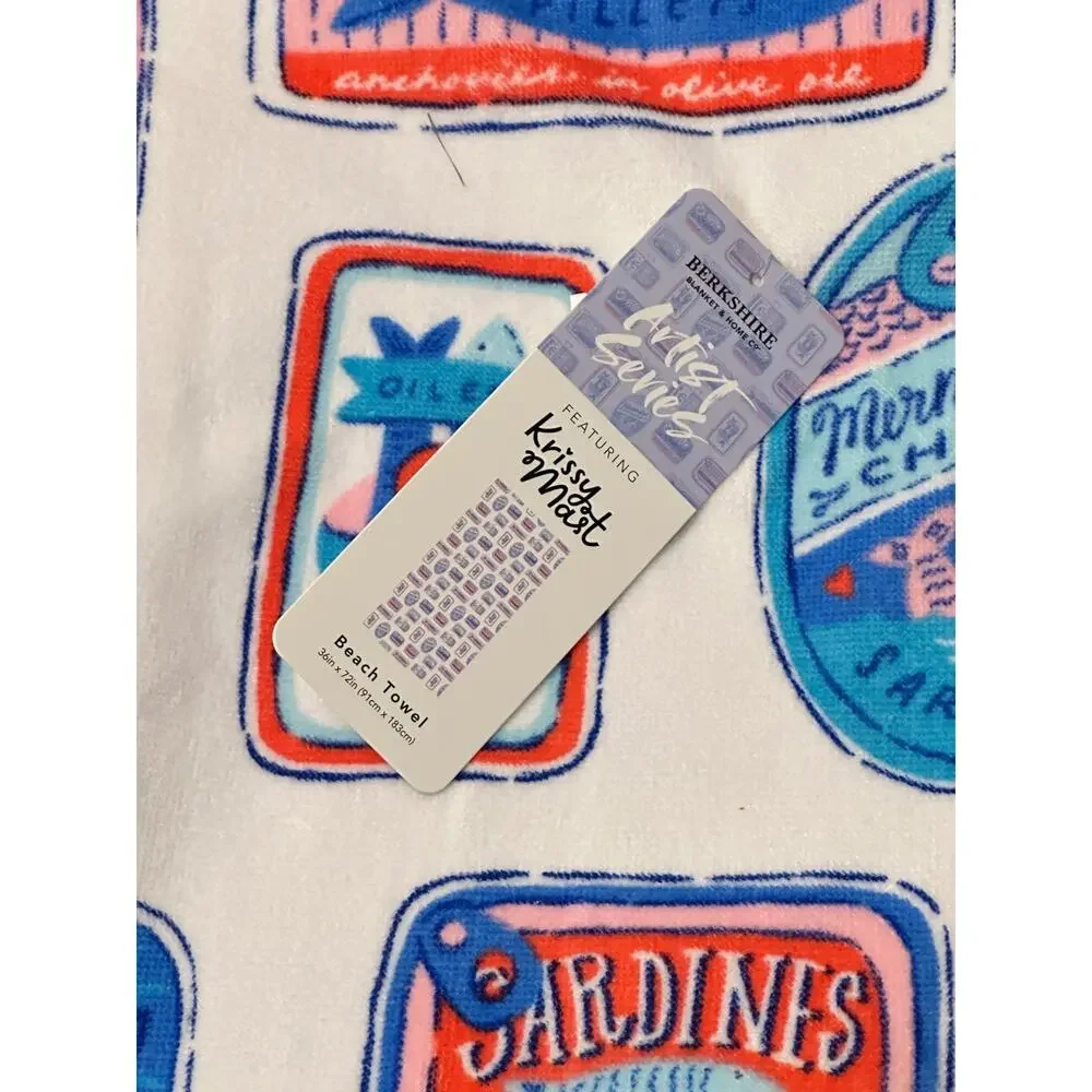 Berkshire Artist Series Krissy Mast Sardines Towel- new with tags!